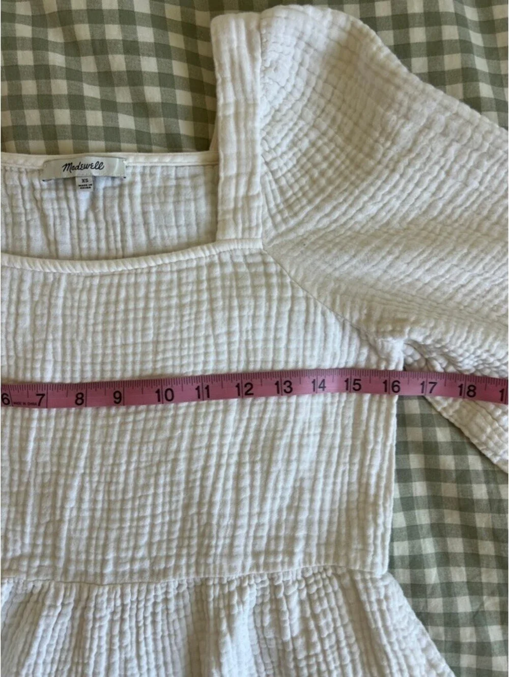 Madewell Lightspun Millbrook Puff-Sleeve Peplum Top Women's Size XS Minimal Boho
